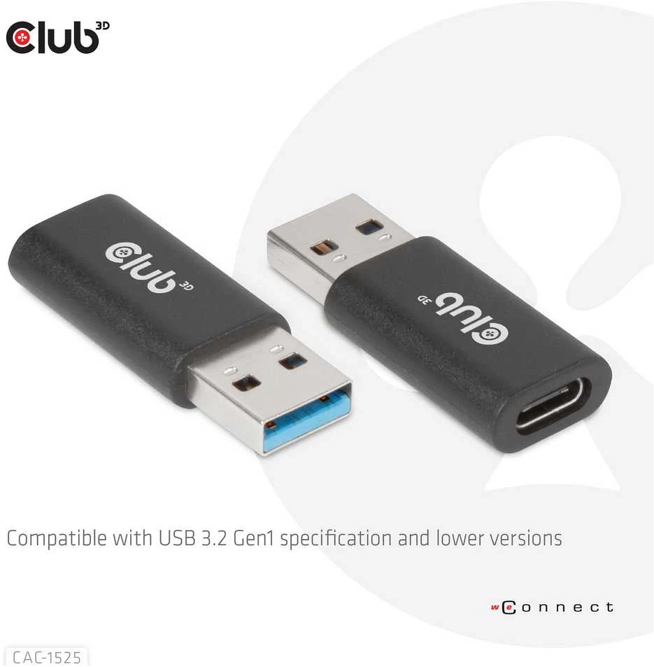 Club 3D USB 3.2 Type-A į USB 3.2 Gen1 Type-C Adapteris St./B. juodas