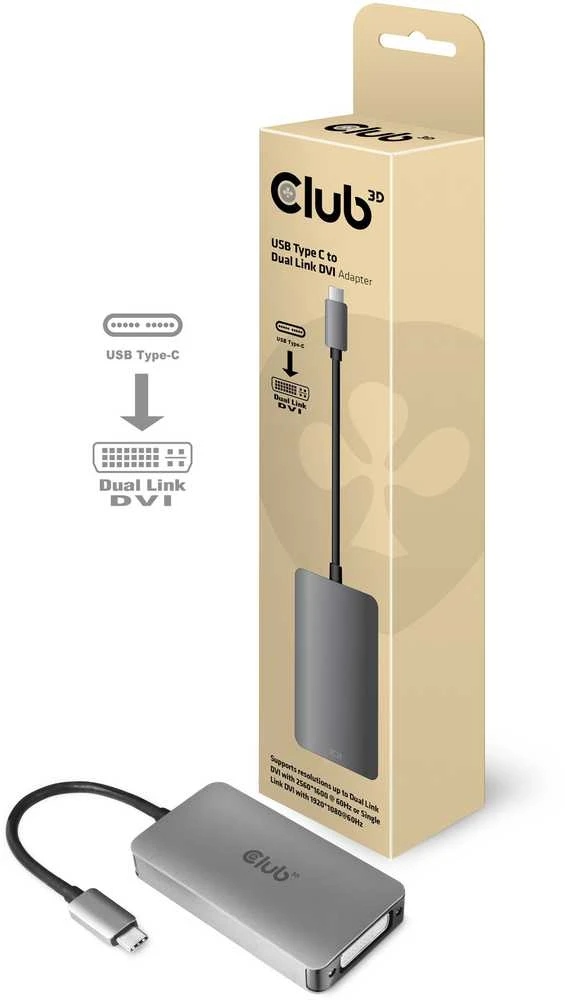 USB adapteris Club 3D USB-C – DVI Sidabrinis (CAC-1510)