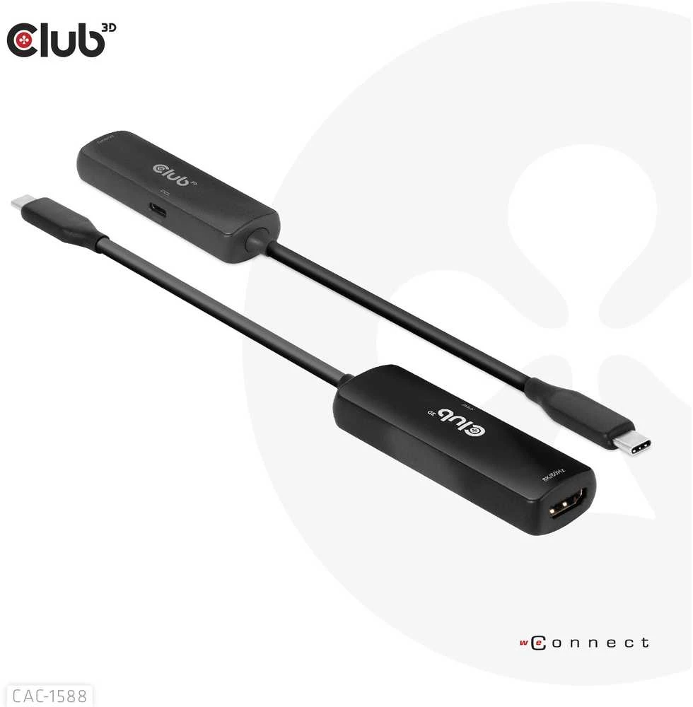 Club 3D Club3D USB-C adapteris su HDMI 8K60Hz/4K120Hz, aktyvus M/F adapteris, PD 3.0, HDR10+ ir DSC 1.2