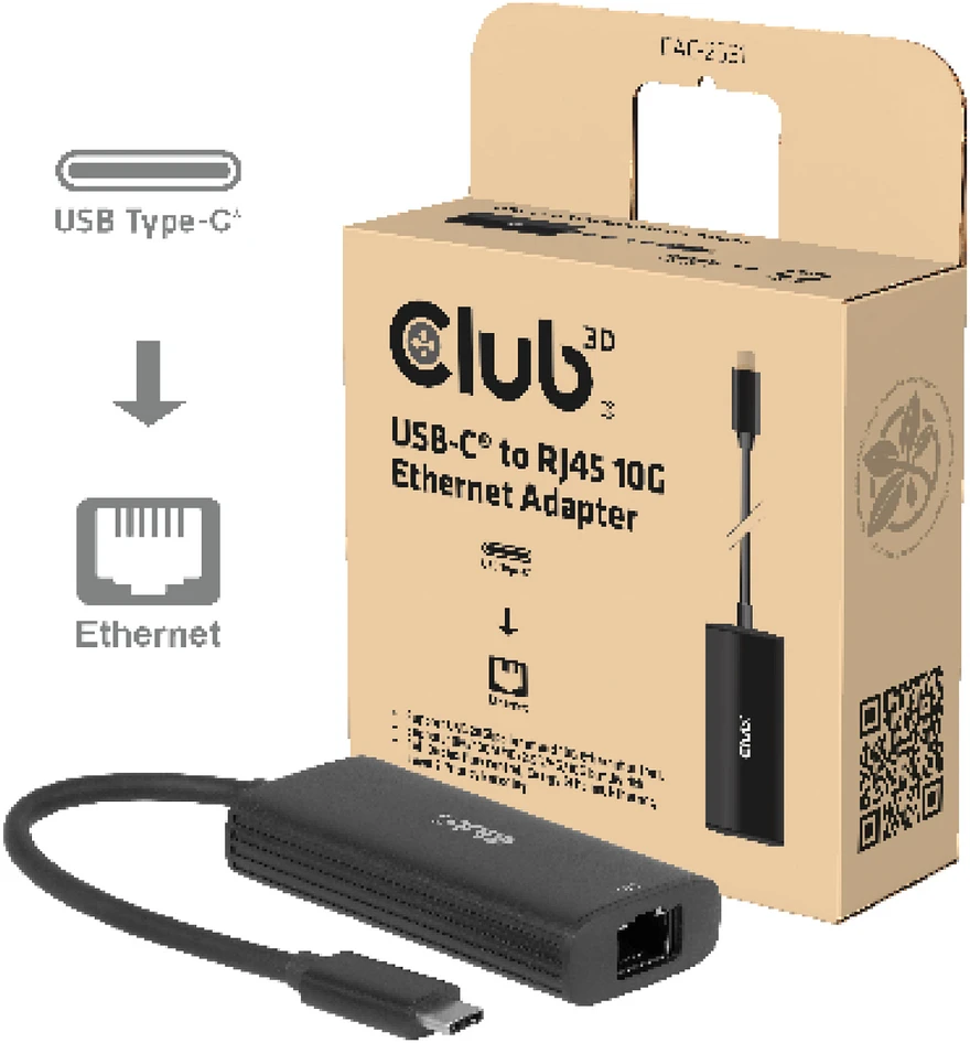 Club 3D USB-C į Ethernet 10Gbps adapteris su pakuote