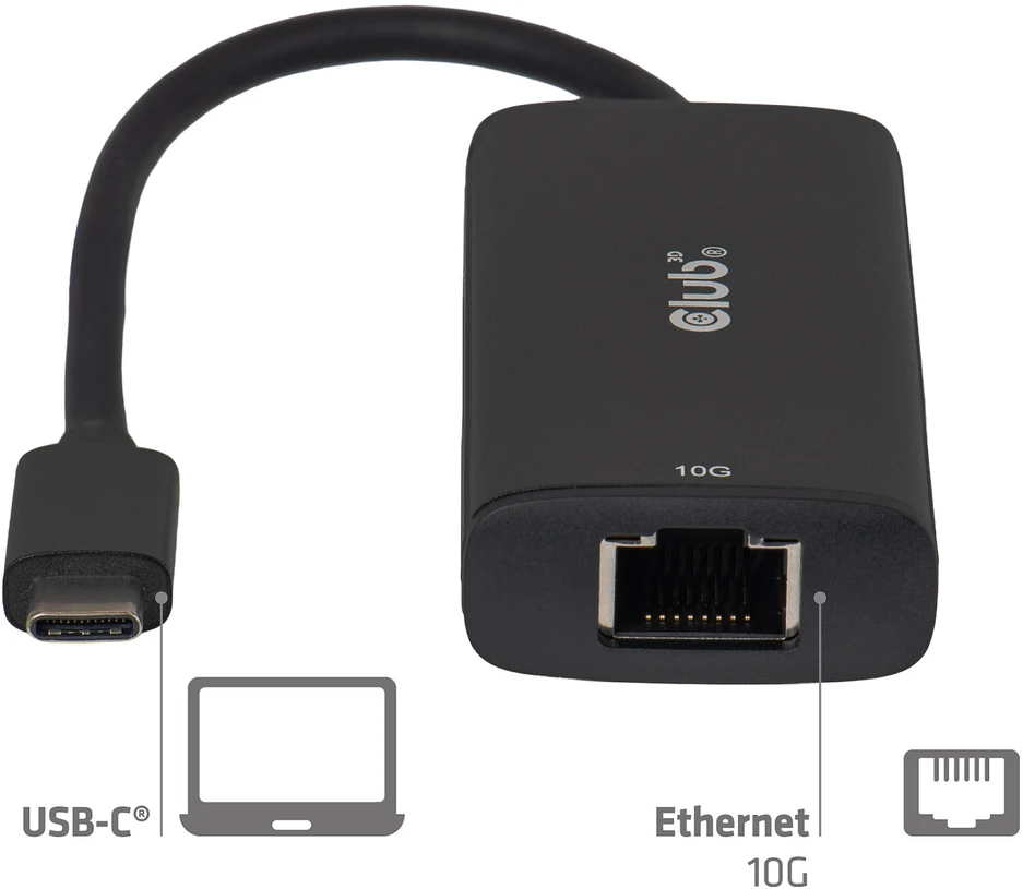 USB adapteris Club 3D Club3D adapteris USB-C > RJ45 10Gbps St/Bu mažmeninė prekyba