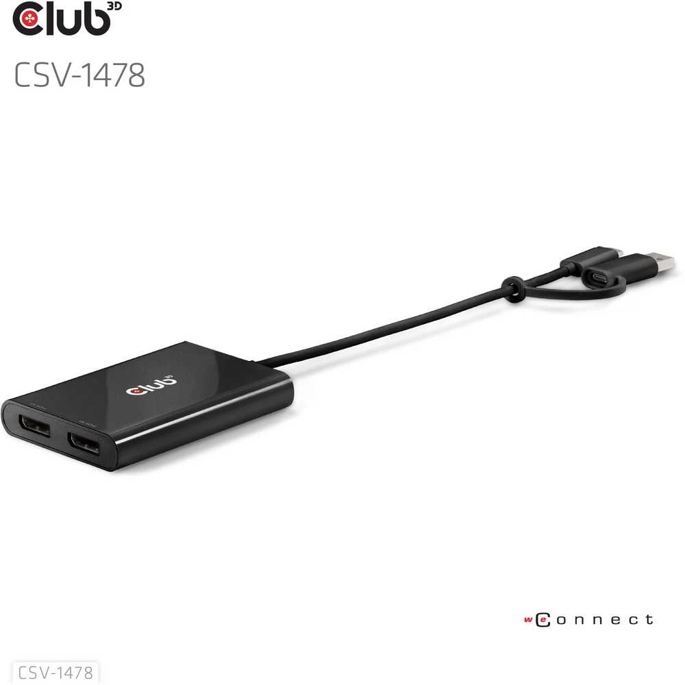 Club 3D Club3D adapteris USB-C (USB A adapteris) > 2x DP 4K@60Hz St/Bu mažmeninė prekyba