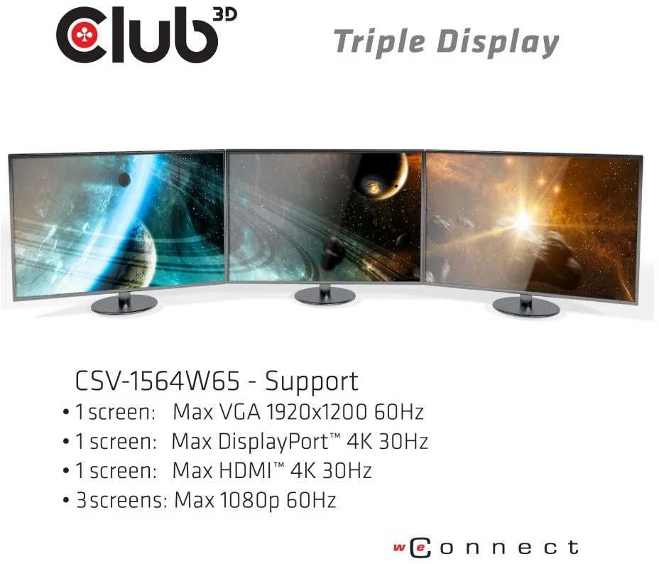 Club 3D įkrovimo dokas USB-C (CSV-1564W65)