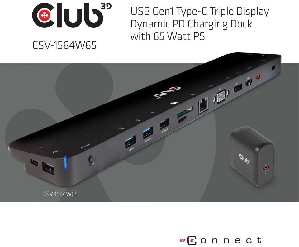 Club 3D įkrovimo dokas USB-C (CSV-1564W65)