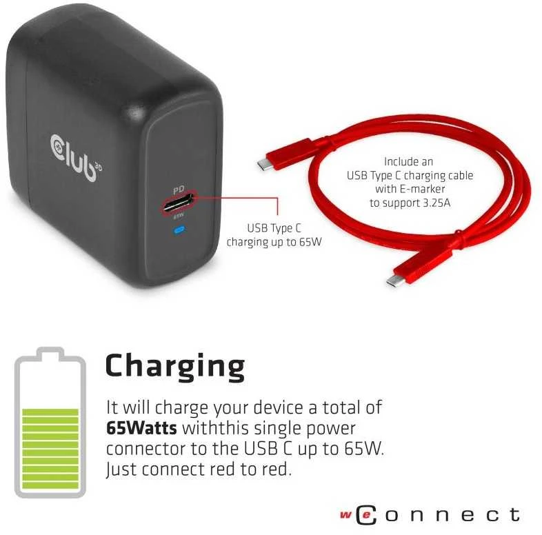 Club 3D įkrovimo dokas USB-C (CSV-1564W65)