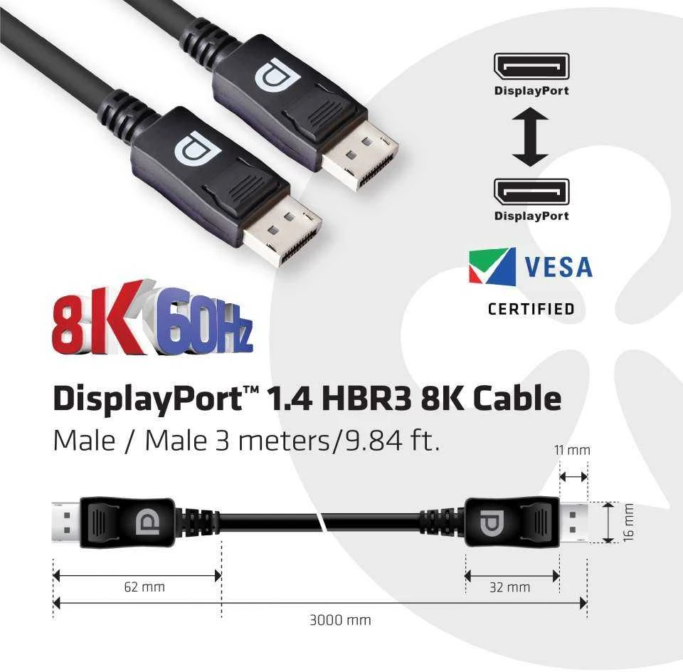 CLUB 3D DP 1.4 HBR3 8K60Hz M/M 3M