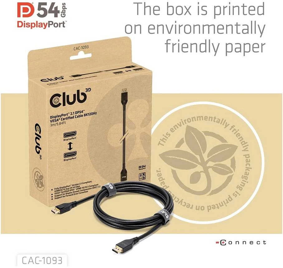 Club 3D CLUB3D CAC-1093 kabelis DisplayPort 3 m Juodas