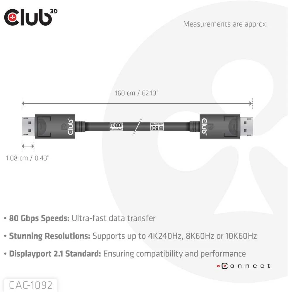 Club 3D CLD CLUB3D CAC-1092 „DisplayPort“ kabelis 1,6 m Juoda