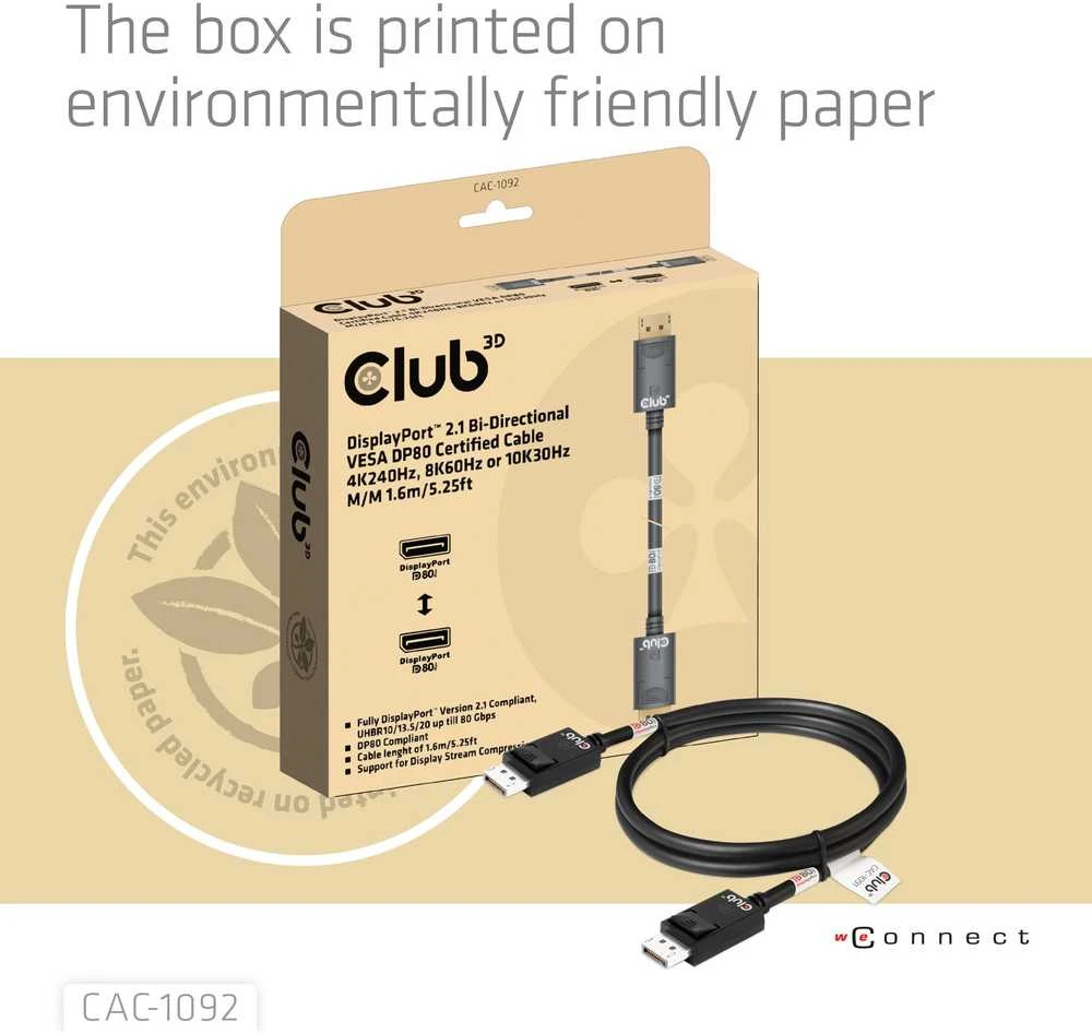 Club 3D CLD CLUB3D CAC-1092 „DisplayPort“ kabelis 1,6 m Juoda