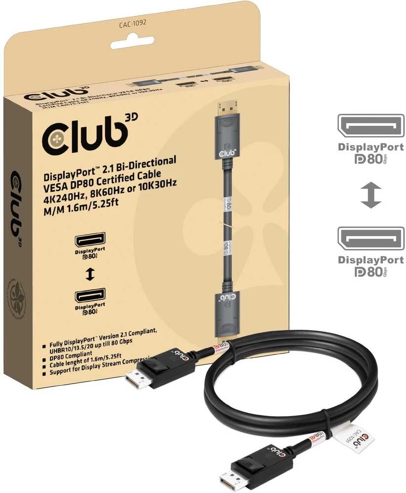 Club 3D CLD CLUB3D CAC-1092 „DisplayPort“ kabelis 1,6 m Juoda