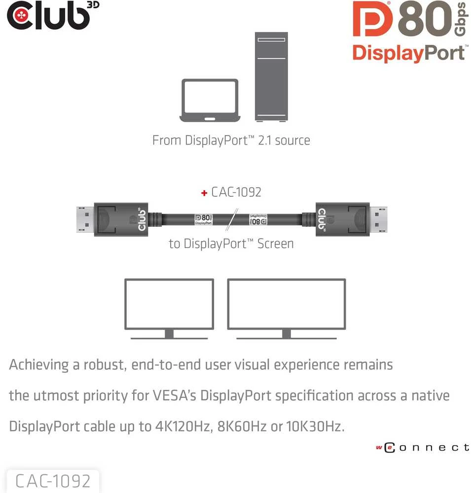 Club 3D CLD CLUB3D CAC-1092 „DisplayPort“ kabelis 1,6 m Juoda