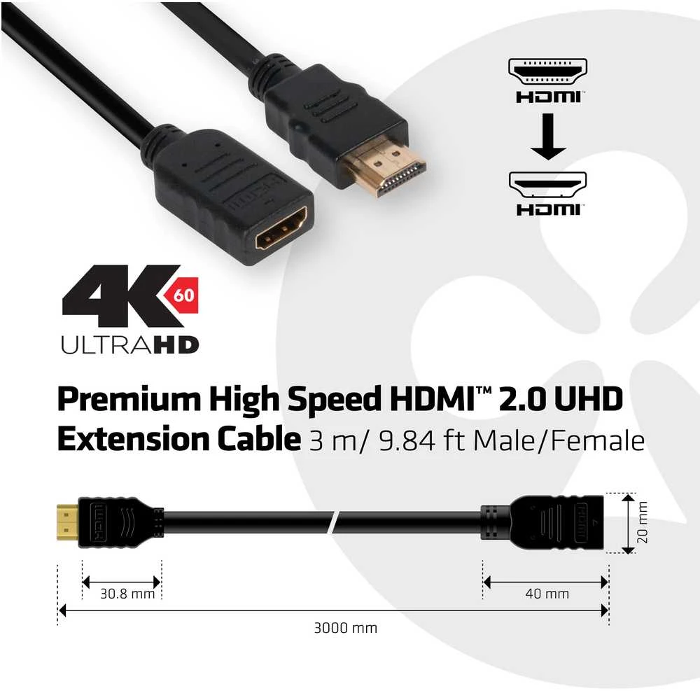 Kabelis Club 3D HDMI - HDMI 3m juoda (CAC-1321)