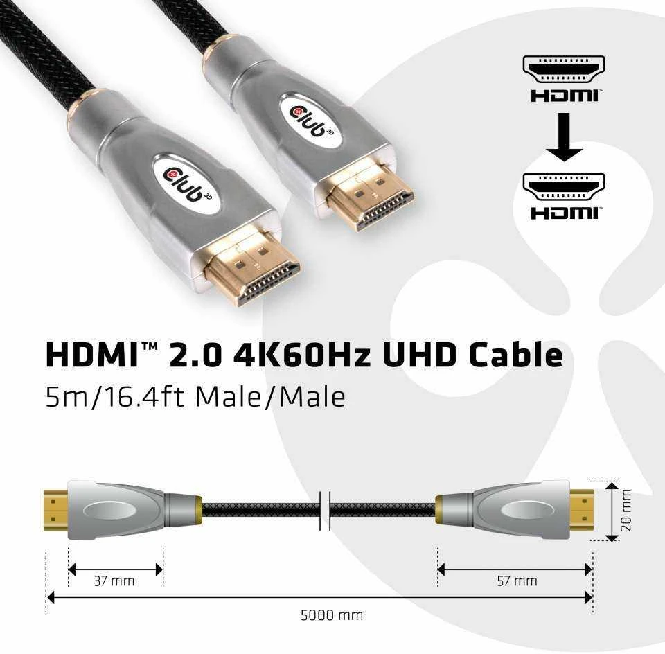 CLUB 3D HDMI 2.0 4K60Hz UHD kabelis 5m