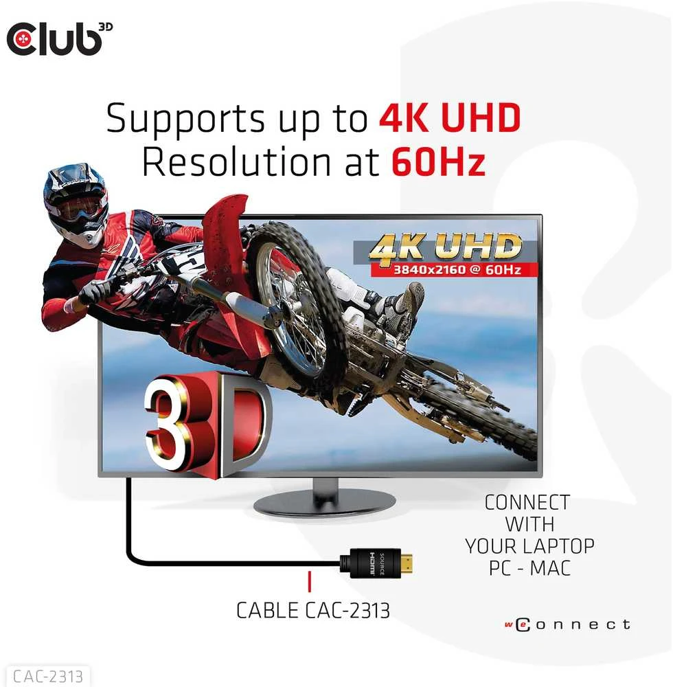 CLUB 3D HDMI 2.0 4K60Hz RedMere laidas 10m