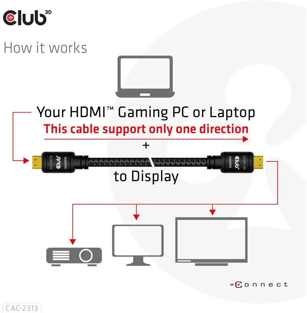 CLUB 3D HDMI 2.0 4K60Hz RedMere laidas 10m