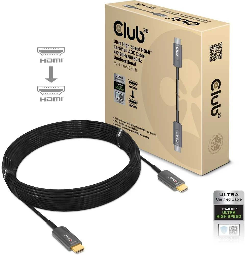 Club 3D HDMI AOC Kabelis 10m Ultra High Speed 4K120Hz, 8K60Hz St. / St.