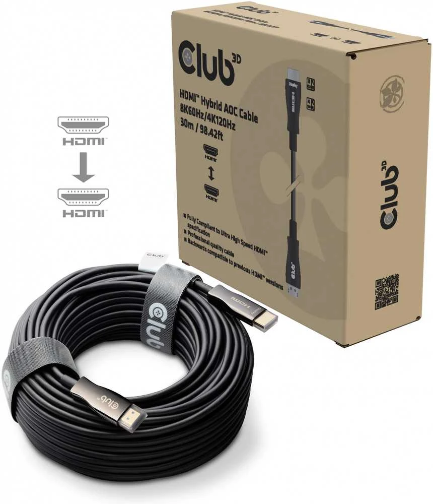 Club 3D 30m HDMI kabelis pakuotėje