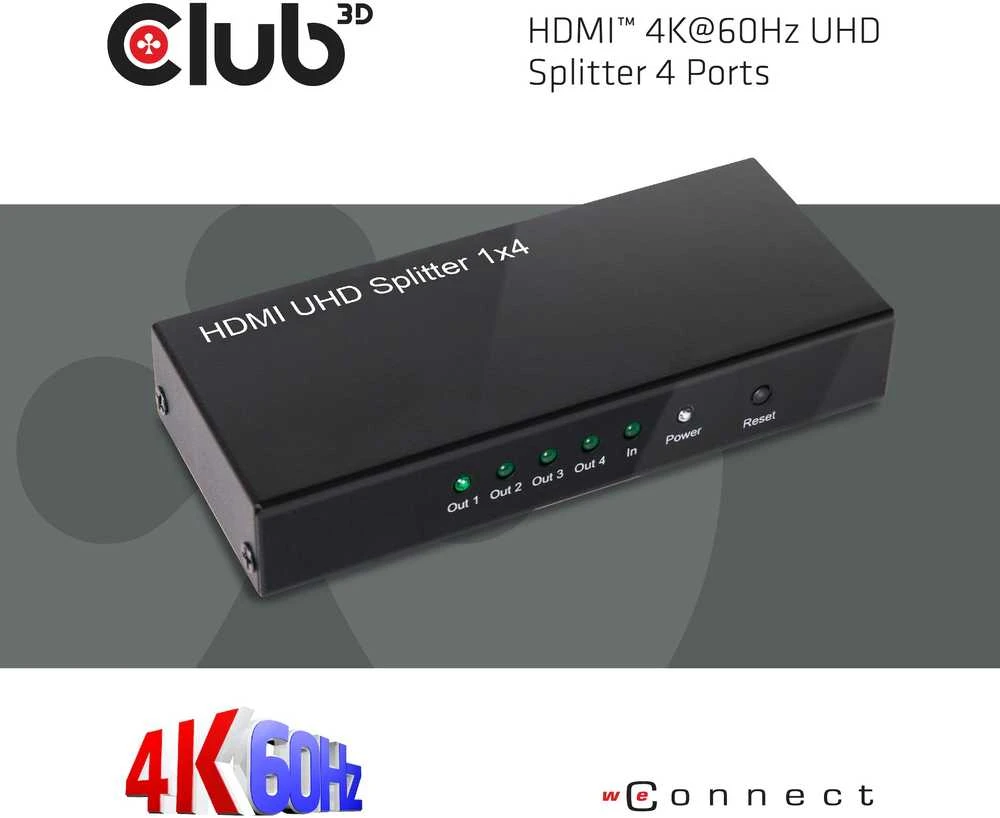 Club 3D CLUB3D HDMI 2.0 UHD skirstytuvas, 4 prievadai