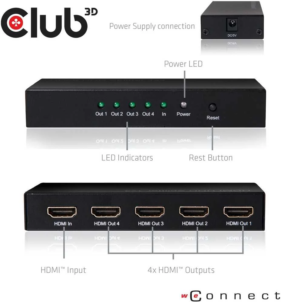 Club 3D CLUB3D HDMI 2.0 UHD skirstytuvas, 4 prievadai