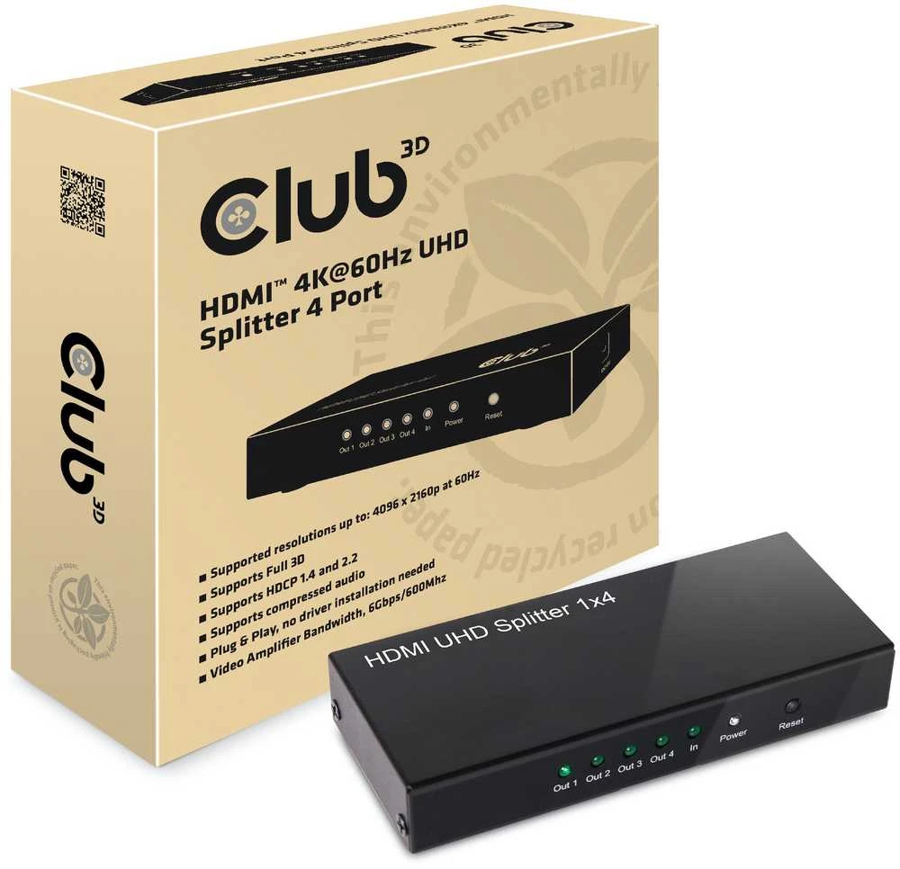 Club 3D CLUB3D HDMI 2.0 UHD skirstytuvas, 4 prievadai
