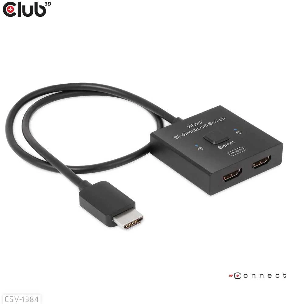 „Club 3D Club3D“ HDMI jungiklis „du viename“ dvikryptis 8K60Hz/4K120Hz UHD mažmeninė prekyba