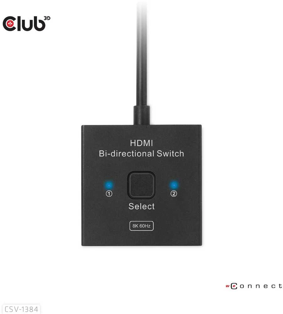 „Club 3D Club3D“ HDMI jungiklis „du viename“ dvikryptis 8K60Hz/4K120Hz UHD mažmeninė prekyba