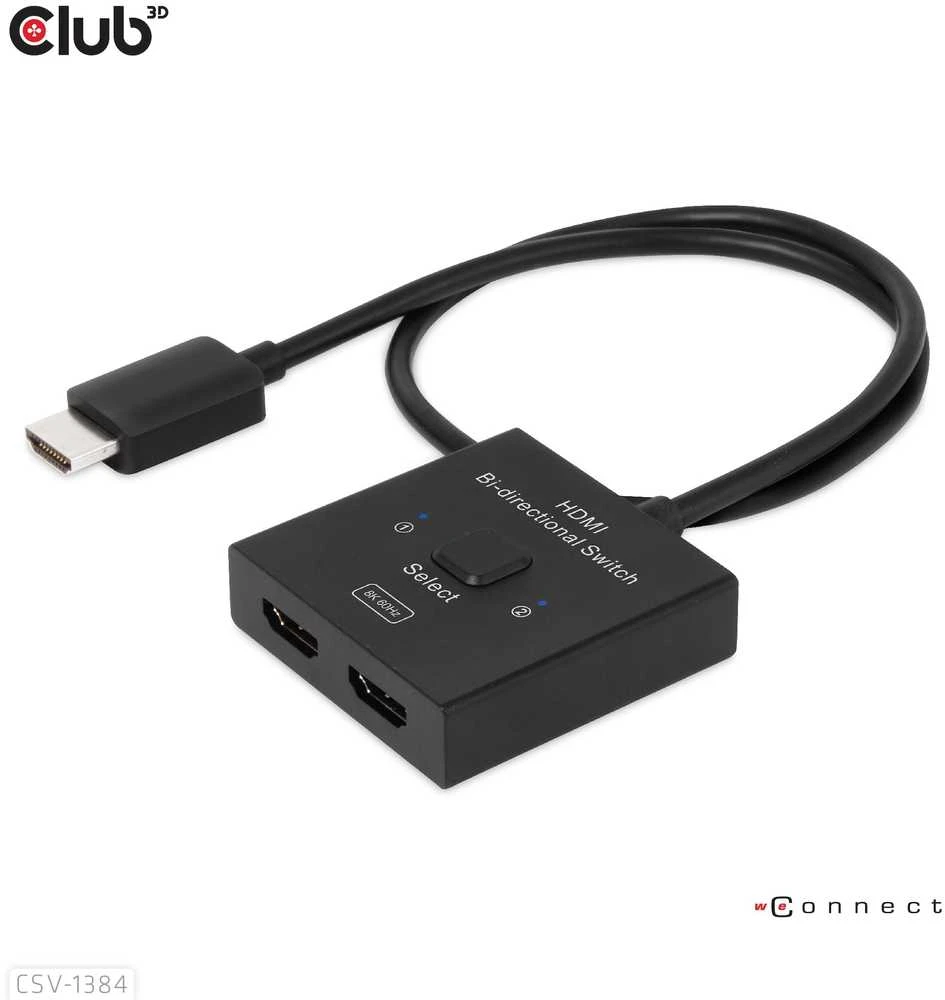 „Club 3D Club3D“ HDMI jungiklis „du viename“ dvikryptis 8K60Hz/4K120Hz UHD mažmeninė prekyba