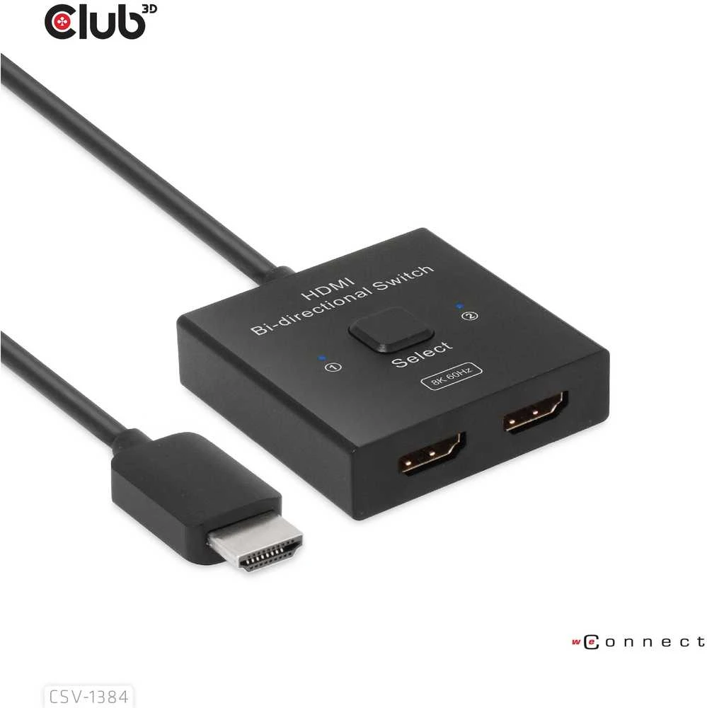 „Club 3D Club3D“ HDMI jungiklis „du viename“ dvikryptis 8K60Hz/4K120Hz UHD mažmeninė prekyba
