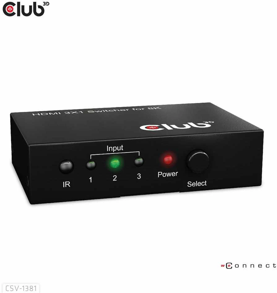 Club 3D Club3D jungiklis 1:3 HDMI 8K60Hz/4K120Hz, 3 portai