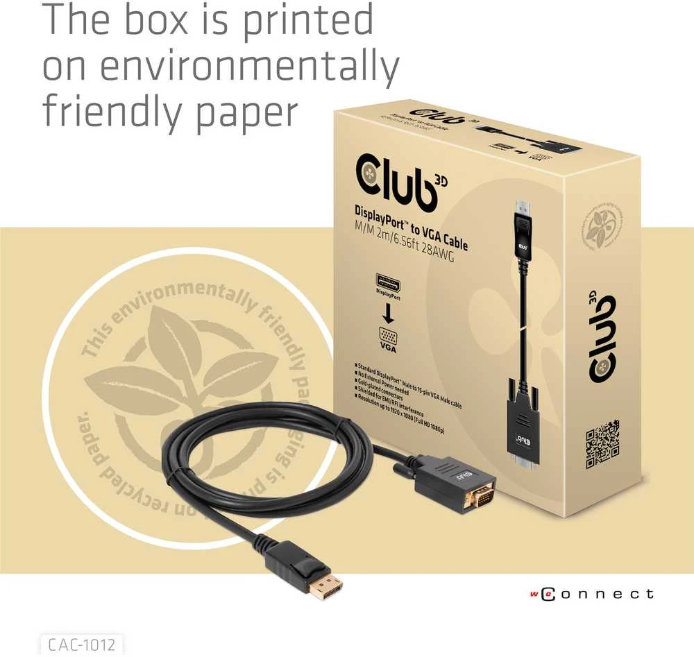 Kabelis Club 3D Club3D Kabelis DisplayPort > VGA St/St 2m mažmeninė prekyba