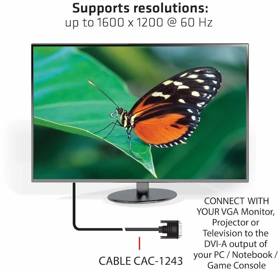 Club 3D DVI-A - D-Sub (VGA) kabelis 3m juodas (CAC-1243)