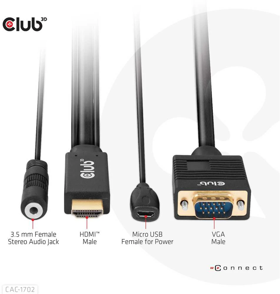 Kabelis Club 3D HDMI - D-Sub (VGA) 2m juoda (CAC-1712)