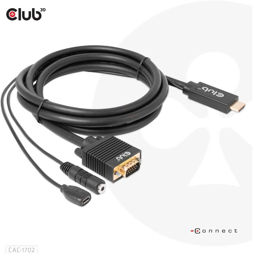 Kabelis Club 3D HDMI - D-Sub (VGA) 2m juoda (CAC-1712)