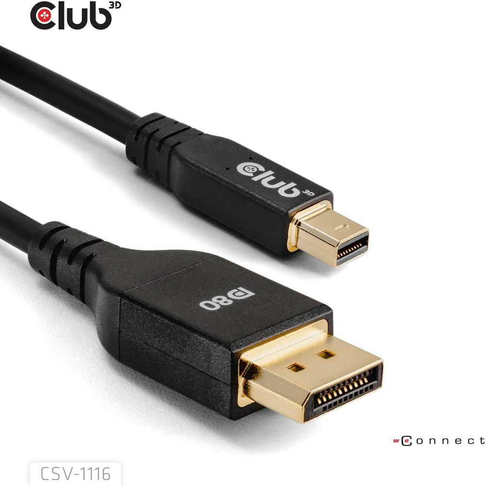 Kabelis Club 3D Club3D Kabelis MiniDP 2.1 DP2.1 1m 10K60Hz St/St mažmeninė prekyba
