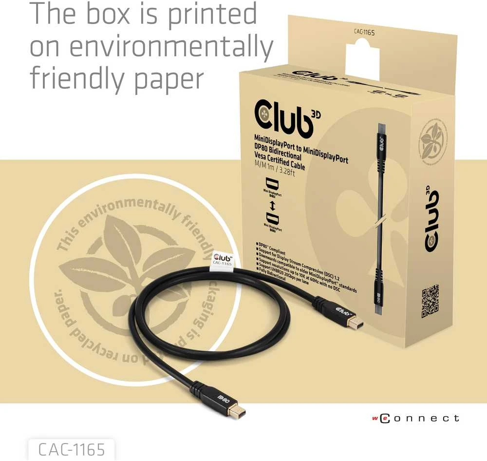 Cable Club 3D Club3D Cable MiniDP 2.1 MiniDP 2.1 1m 10K60Hz St/St mažmeninė prekyba