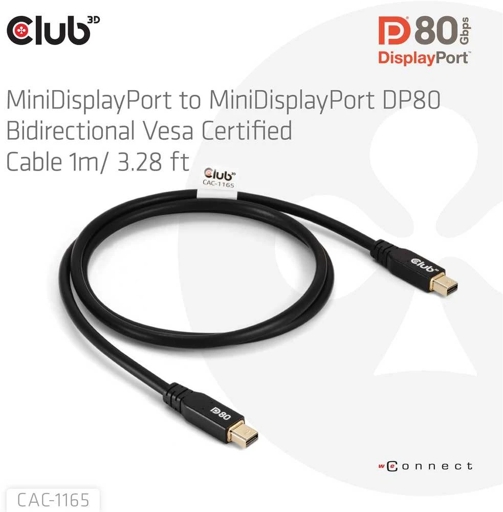 Cable Club 3D Club3D Cable MiniDP 2.1 MiniDP 2.1 1m 10K60Hz St/St mažmeninė prekyba