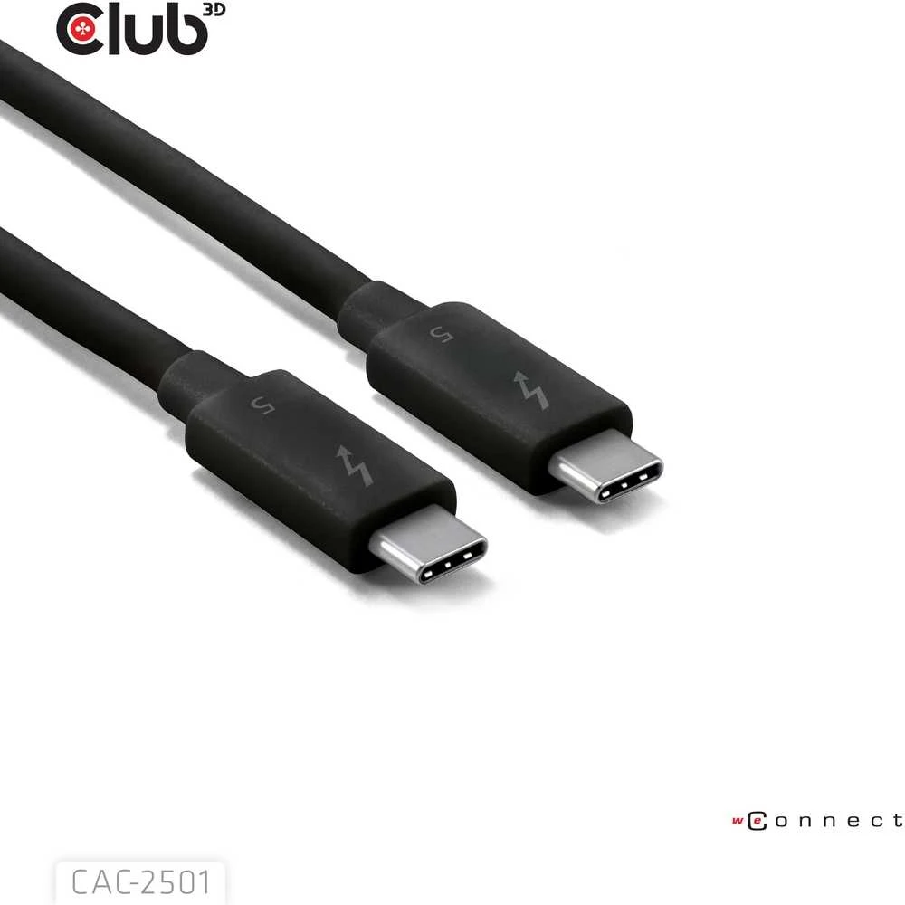 Club 3D Club3D Thunderbolt 5 kabelis, 80/120 Gbps, sertifikuotas kabelis, 1x 4K540Hz, 2x8K240Hz, PD 240W, 1m