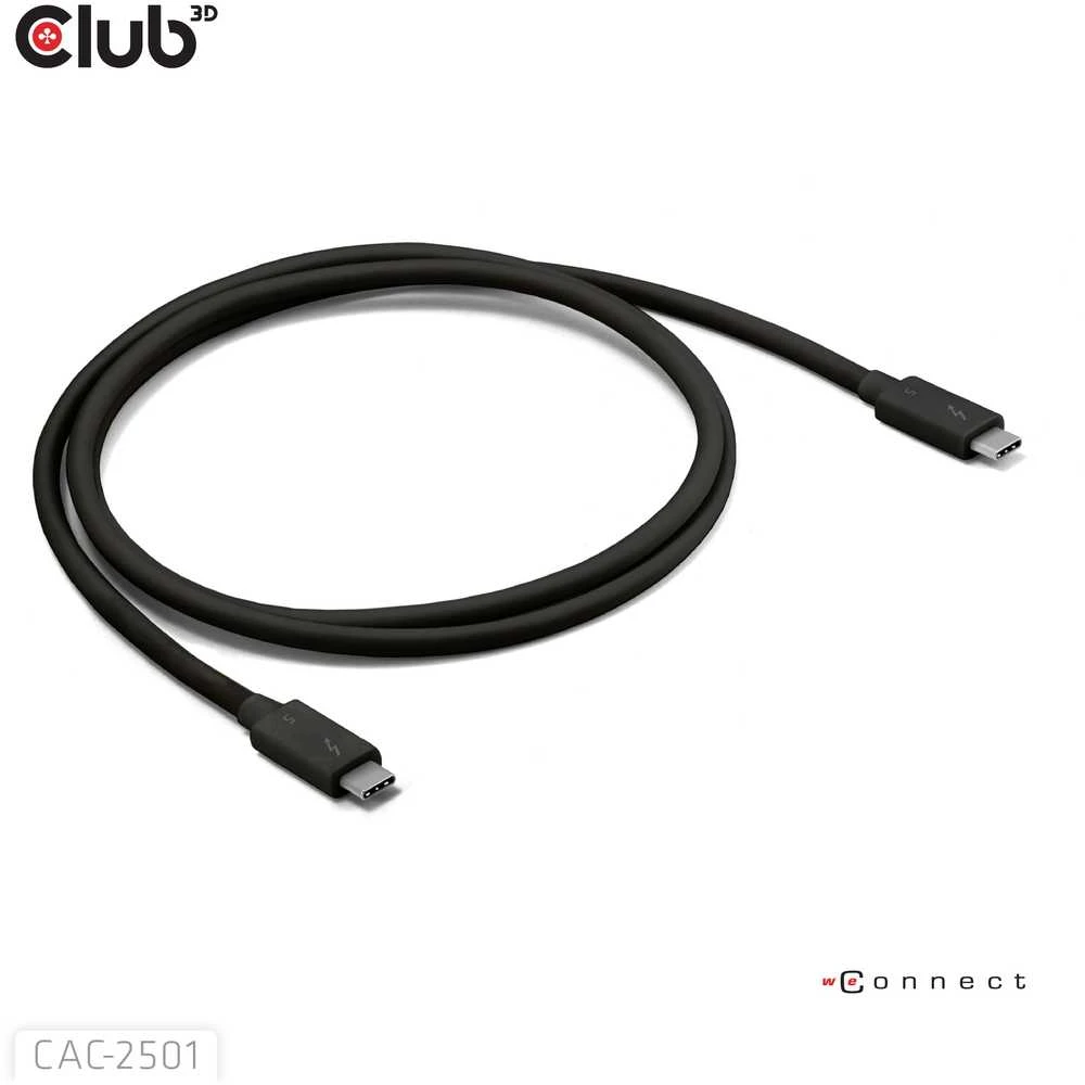 Club 3D Club3D Thunderbolt 5 kabelis, 80/120 Gbps, sertifikuotas kabelis, 1x 4K540Hz, 2x8K240Hz, PD 240W, 1m