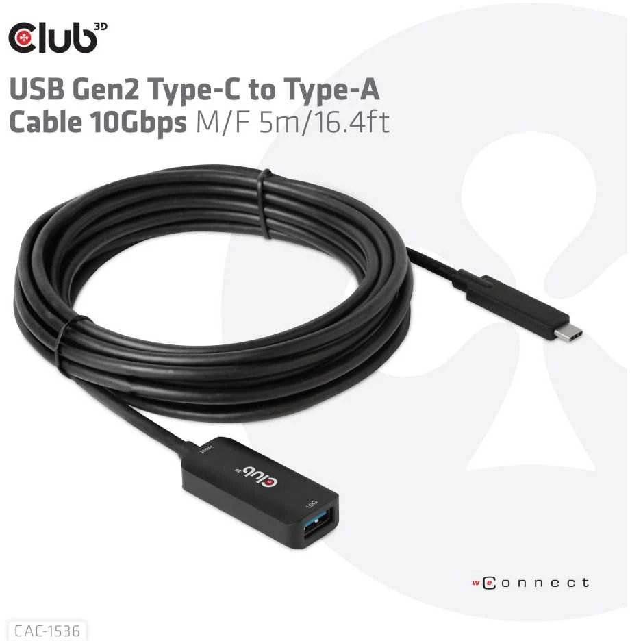 Goobay Club 3D Club3D Kabelis USB-C į USB-A, 10Gbps, 5m, M/F