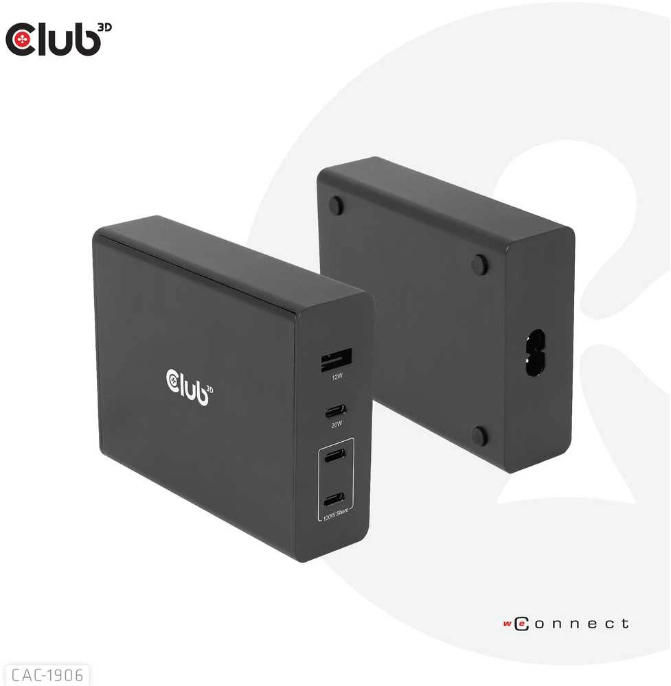 Club 3D 1x USB-A įkroviklis 3x USB-C (CAC-1906)