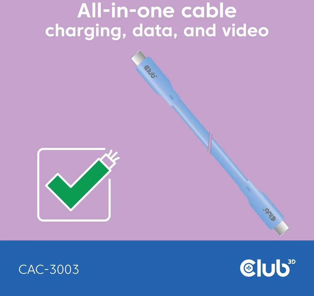 Club 3D Club3D Lifestyle USB-C Kabelis PD 240W,20Gbps 2m blau St/St mažmeninė prekyba