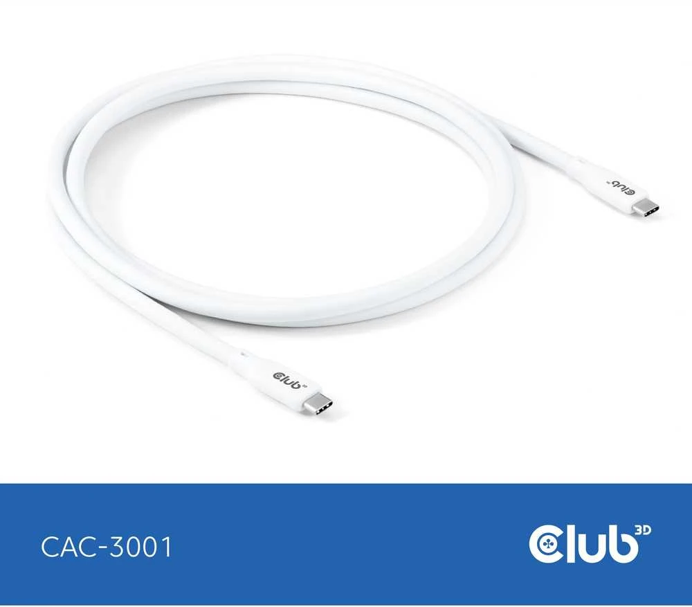Club 3D Club3D Lifestyle USB-C Kabelis PD 240W,20Gbps 2m baltas St/St mažmeninė prekyba