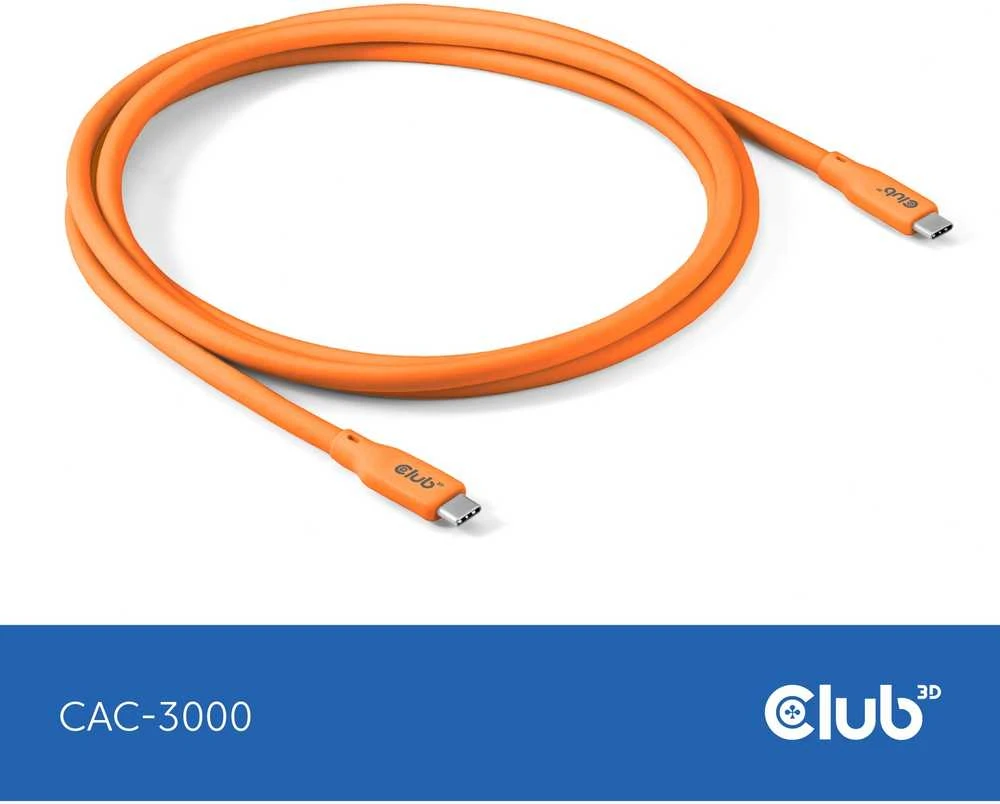 Kabelis USB Club 3D USB-C - USB-C 2 m Oranžinė (CAC-3000)