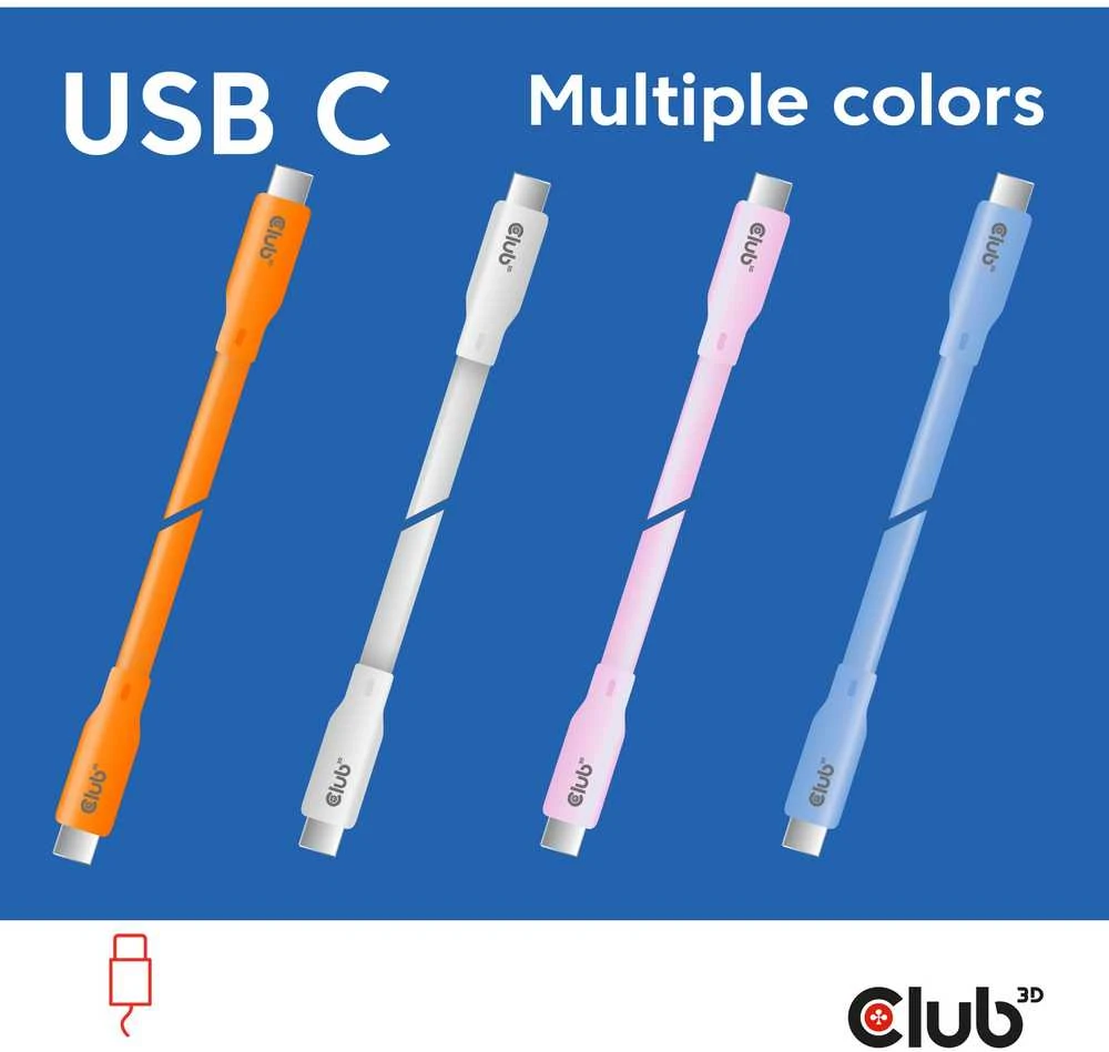 Kabelis USB Club 3D USB-C - USB-C 2 m Oranžinė (CAC-3000)