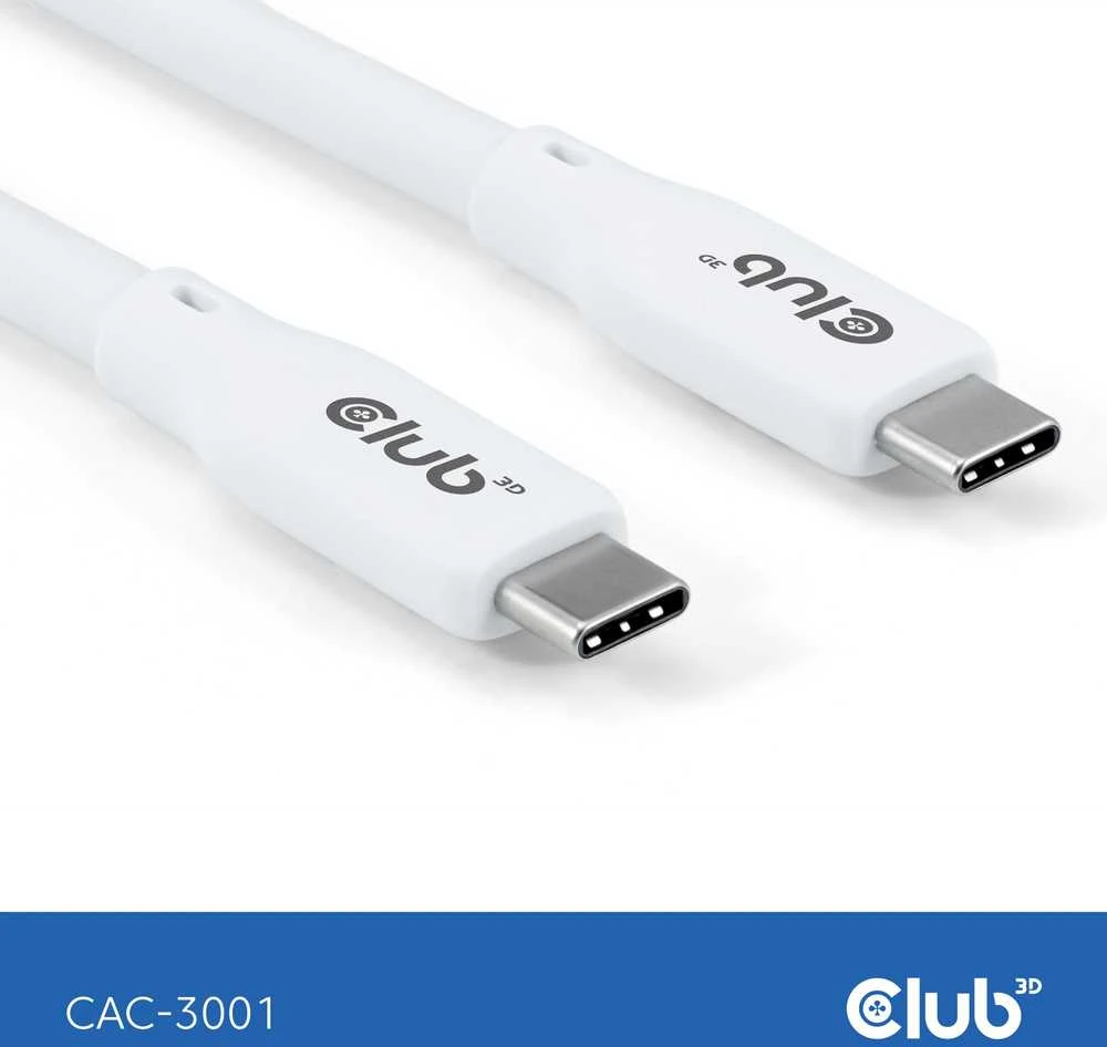 Club 3D Club3D Lifestyle USB-C Kabelis PD 240W,20Gbps 2m baltas St/St mažmeninė prekyba