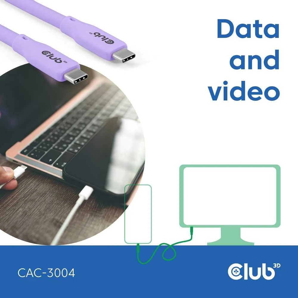 Club 3D CLUB3D CAC-3004 kabelis USB USB4 Gen 2x2 2 m USB C Violetinis