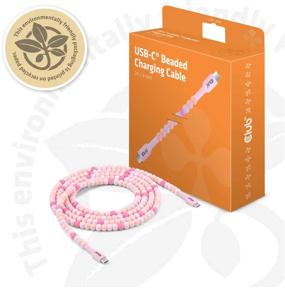 Kabelis USB Club 3D USB-C - USB-C 2 m Rožinė (CAC-3010)