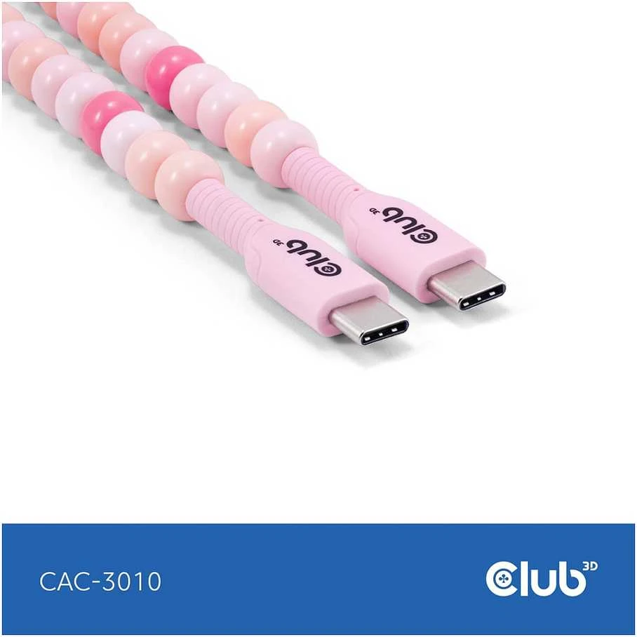 Kabelis USB Club 3D USB-C - USB-C 2 m Rožinė (CAC-3010)