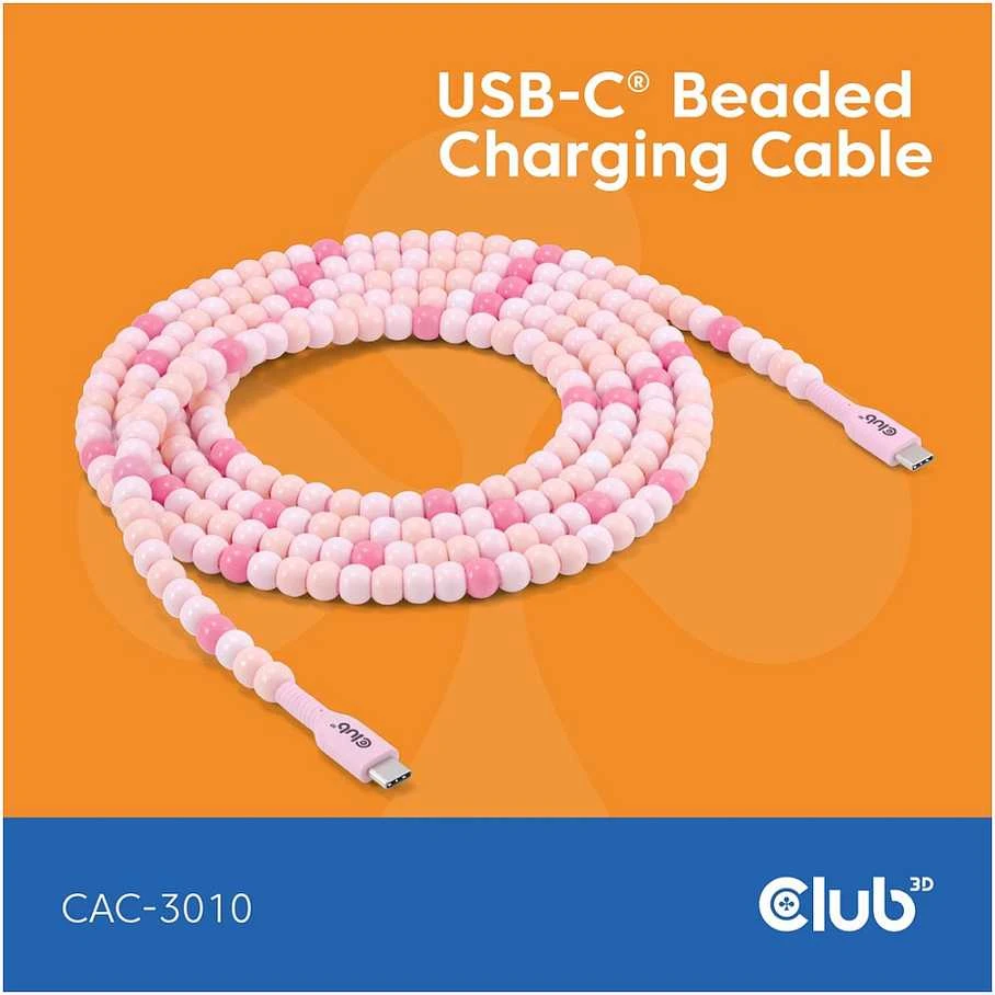 Kabelis USB Club 3D USB-C - USB-C 2 m Rožinė (CAC-3010)
