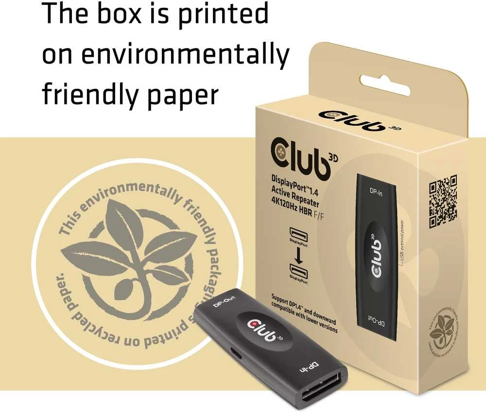 CLUB 3D CAC-1007 DisplayPort 1.4 aktyvus kartotuvas 4K120Hz HBR3 F/F